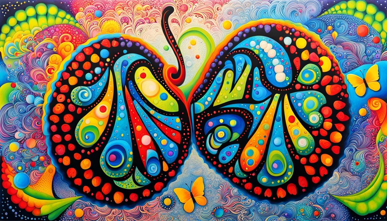 Butterfly Graffiti Art with Anthropomorphic Flora