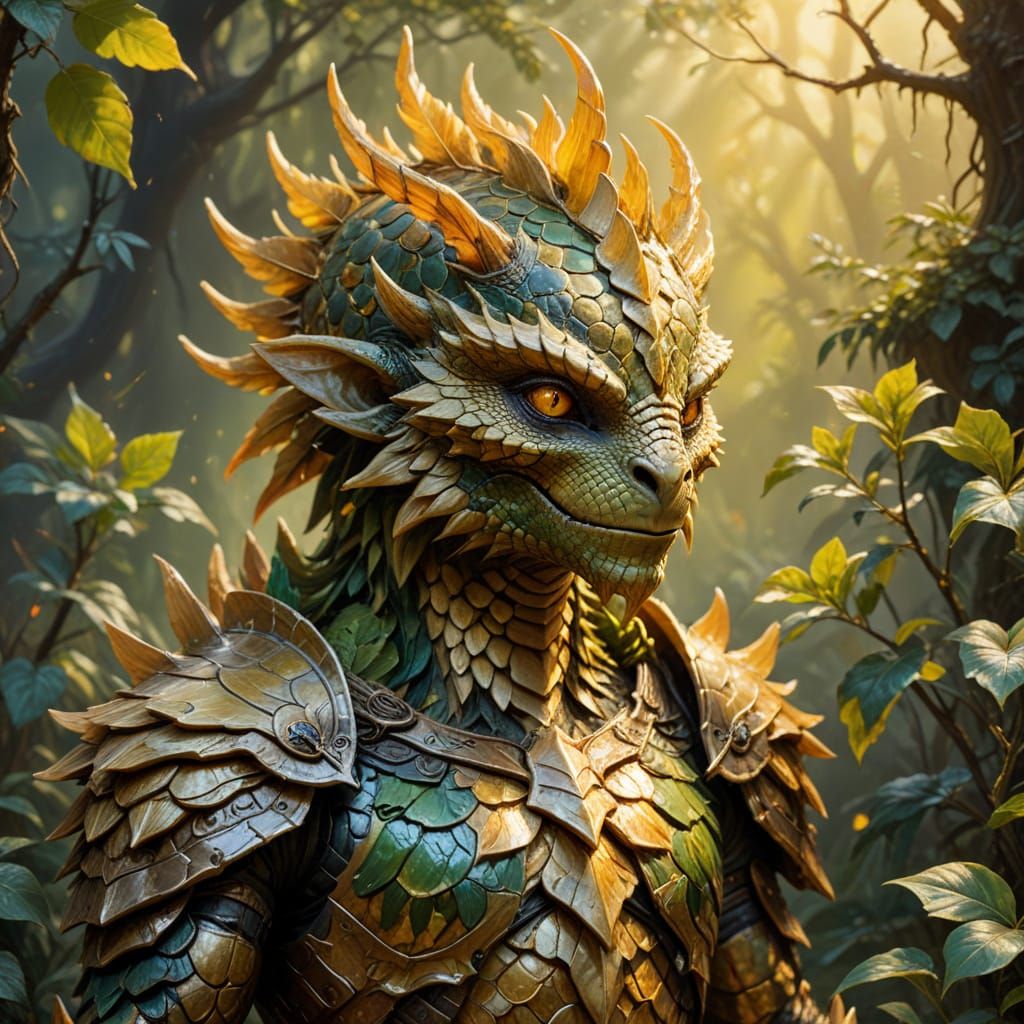 Cute Leshy Warrior in Golden Light
