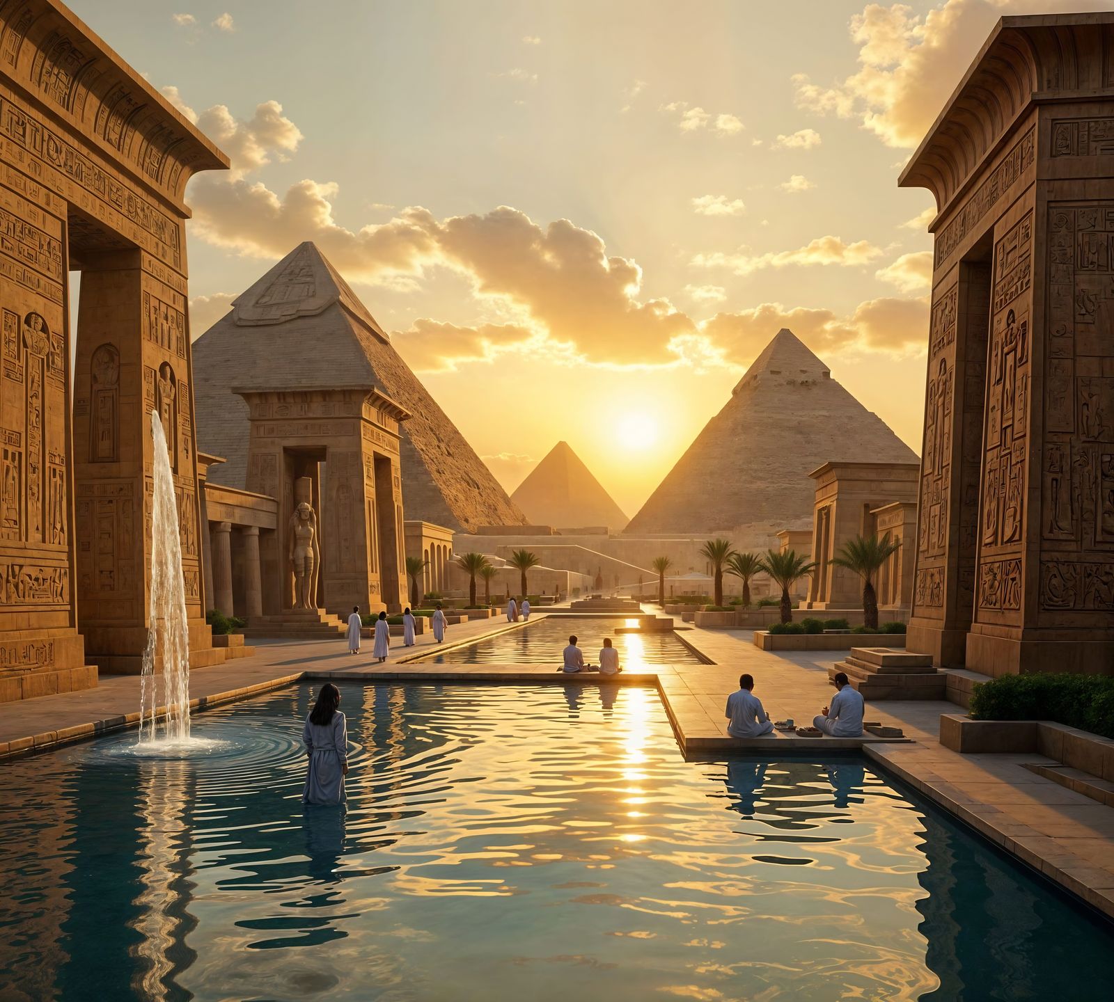 Futuristic Cairo Museum with Ancient Artifacts in Digital Ar...