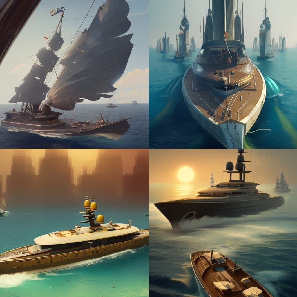 Symmetrical Yacht in Wes Anderson Style