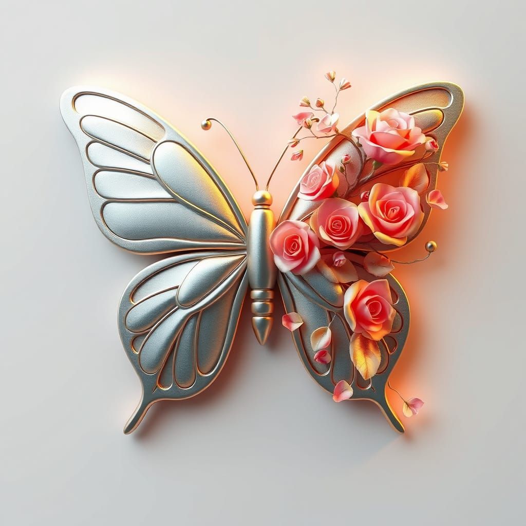 Digital Butterfly Logo in Luxurious 3D Style