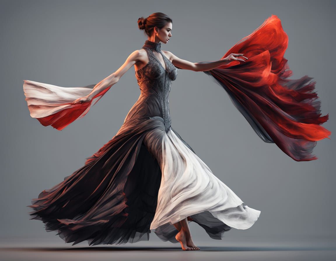 Flamenco Dancer in Motion, Swirling Colors