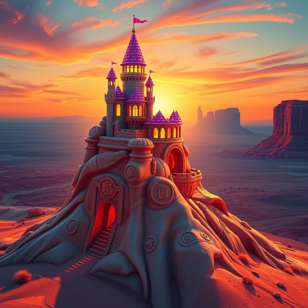 Candy Castle on Psychedelic Mesa at Sunset