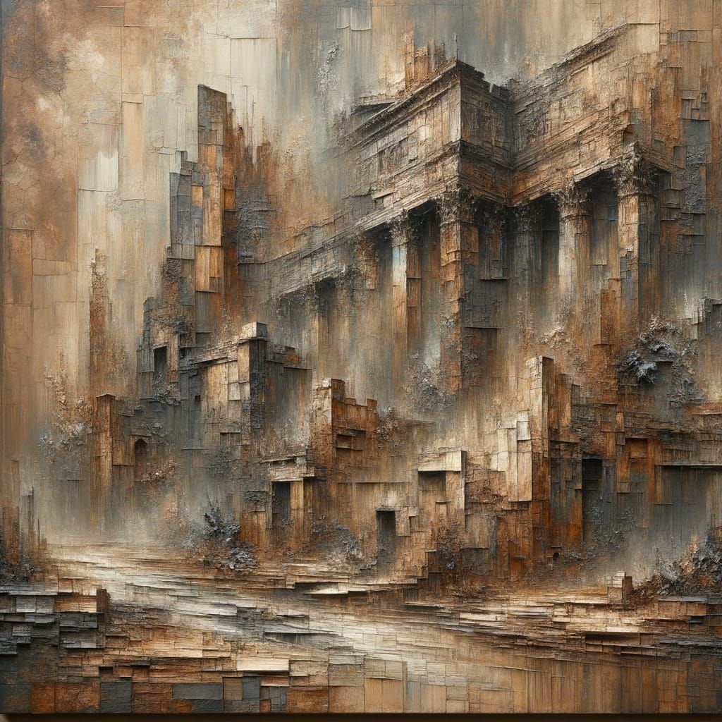 Monumental Decaying Landscape with Earthy Textures