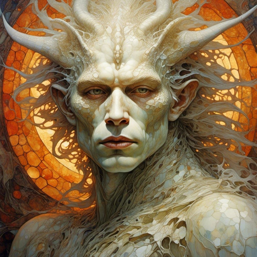 Neurographic albino dragon man