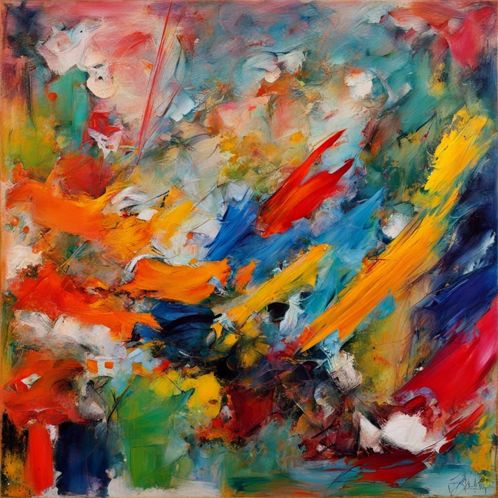 Abstract Expressionist Angel with Vibrant Colors