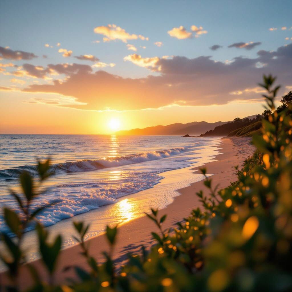 Golden Sunset on a Tranquil Beach