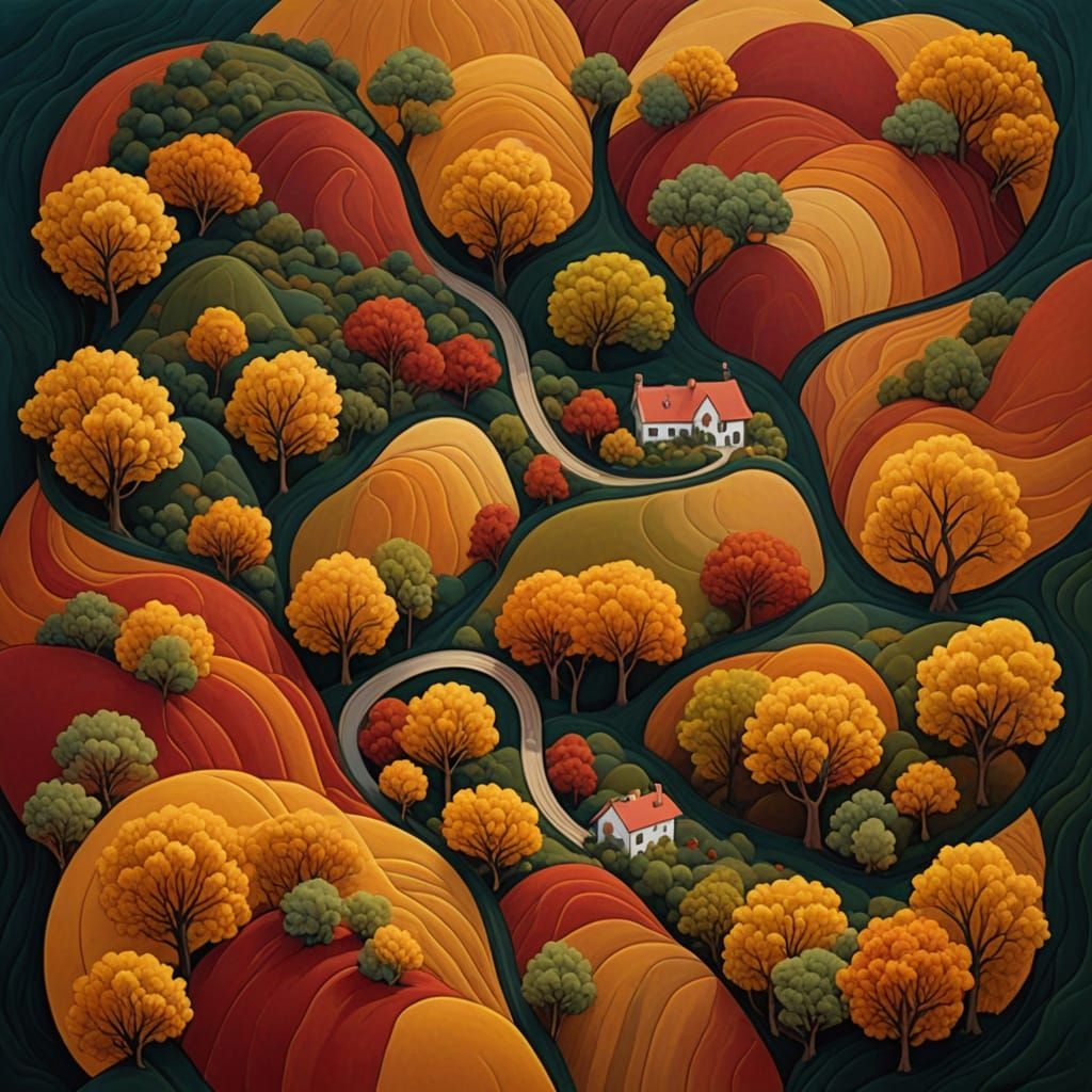 Dreamscape Hills in Amber Light with Creative Pilgrims