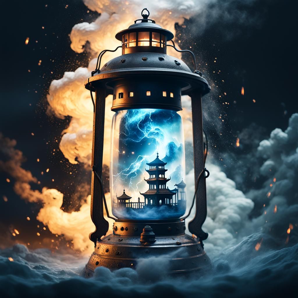 Hurricane Inside Lantern: Detailed Matte Painting