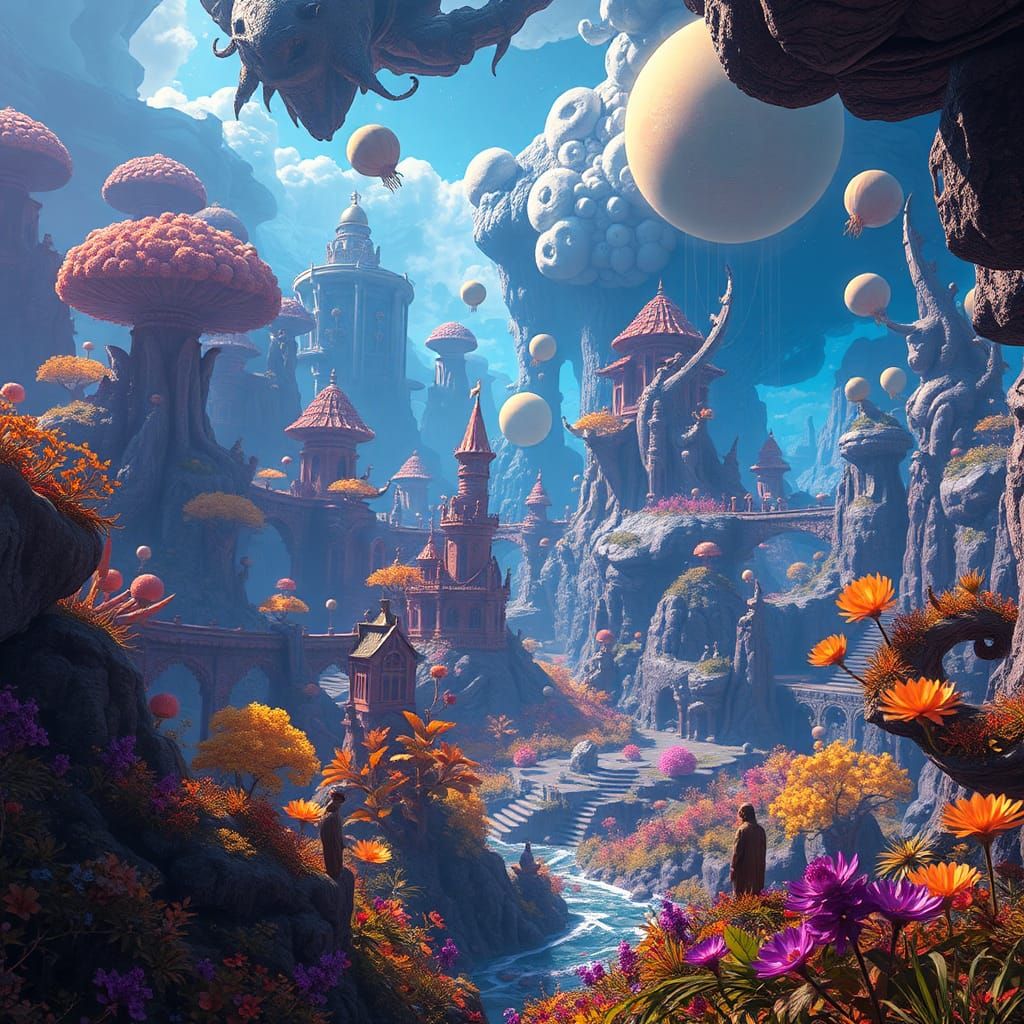 Vibrant Fantasy World Splash Screen in 8k