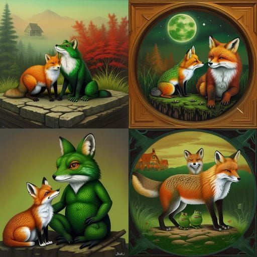 Whimsical Cottage Core Romance in Folk Art Style