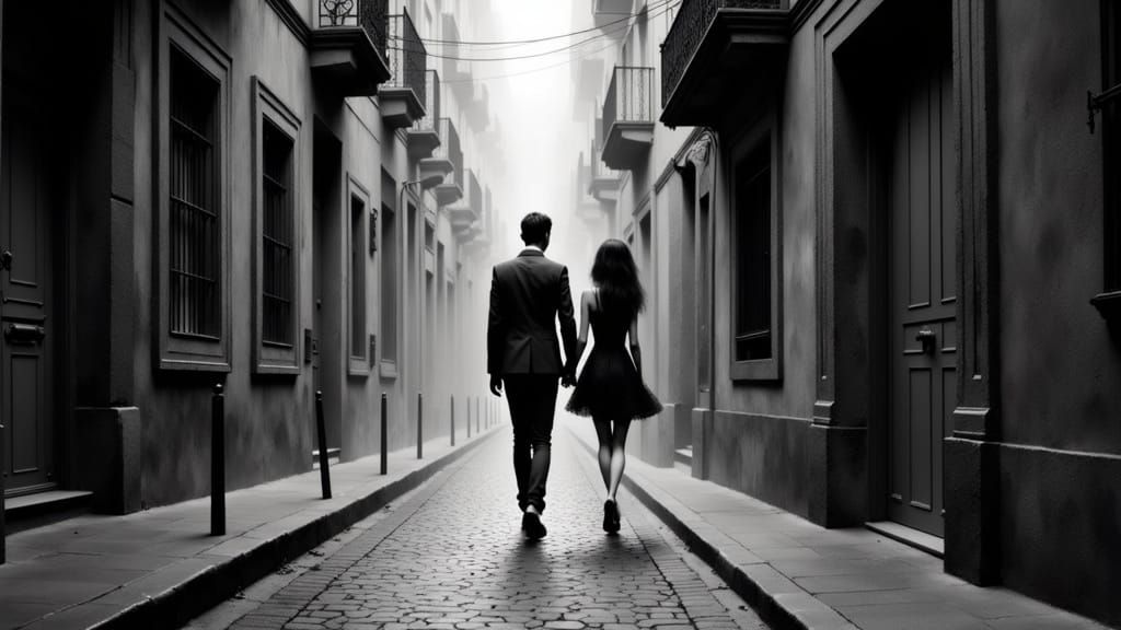 Hand in Hand in Barcelona's Ancient Streets