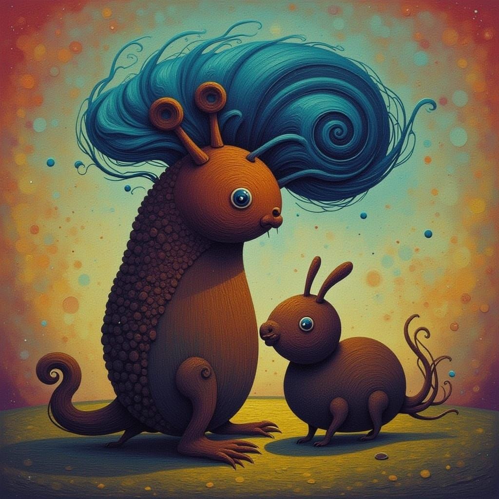 Abstract Impasto Synth Landscape with Cicada Song