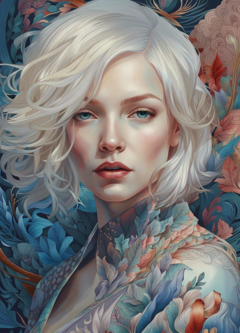 Platinum Blonde Portrait in Hyperdetailed Digital Art