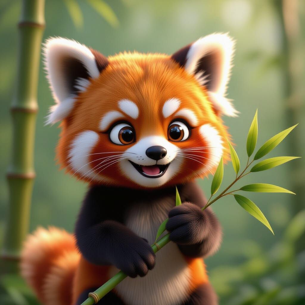 Cute CGI Red Panda in Playful Pose