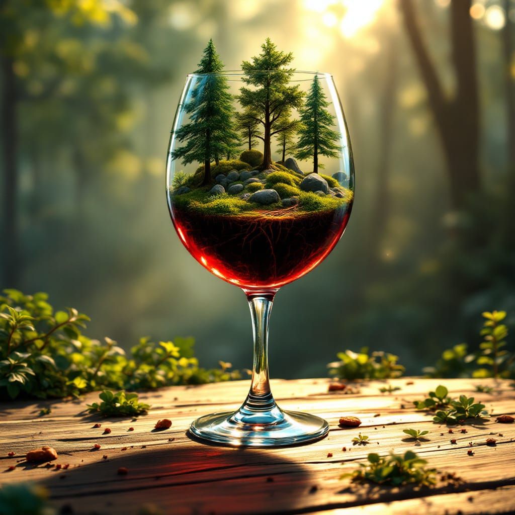 Mystical Forest Wine Glass: Miniature World Inside