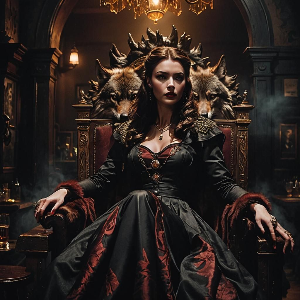 Wolves at a Bar in Film Noir Style