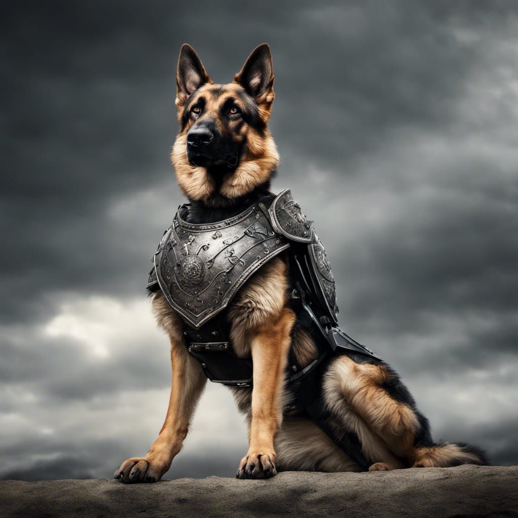 Armoured German Shepherd Female in HDR