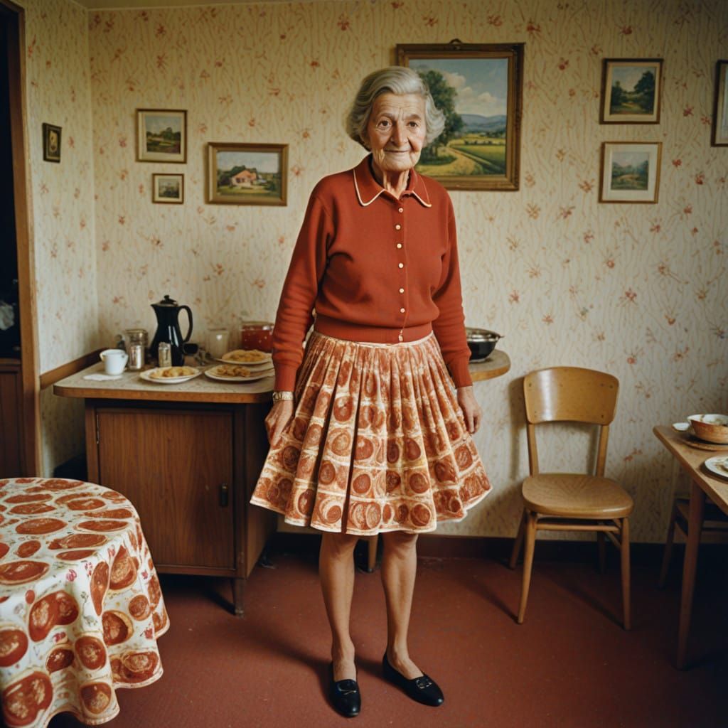 Vintage French Motel Scene in Whimsical Art Style