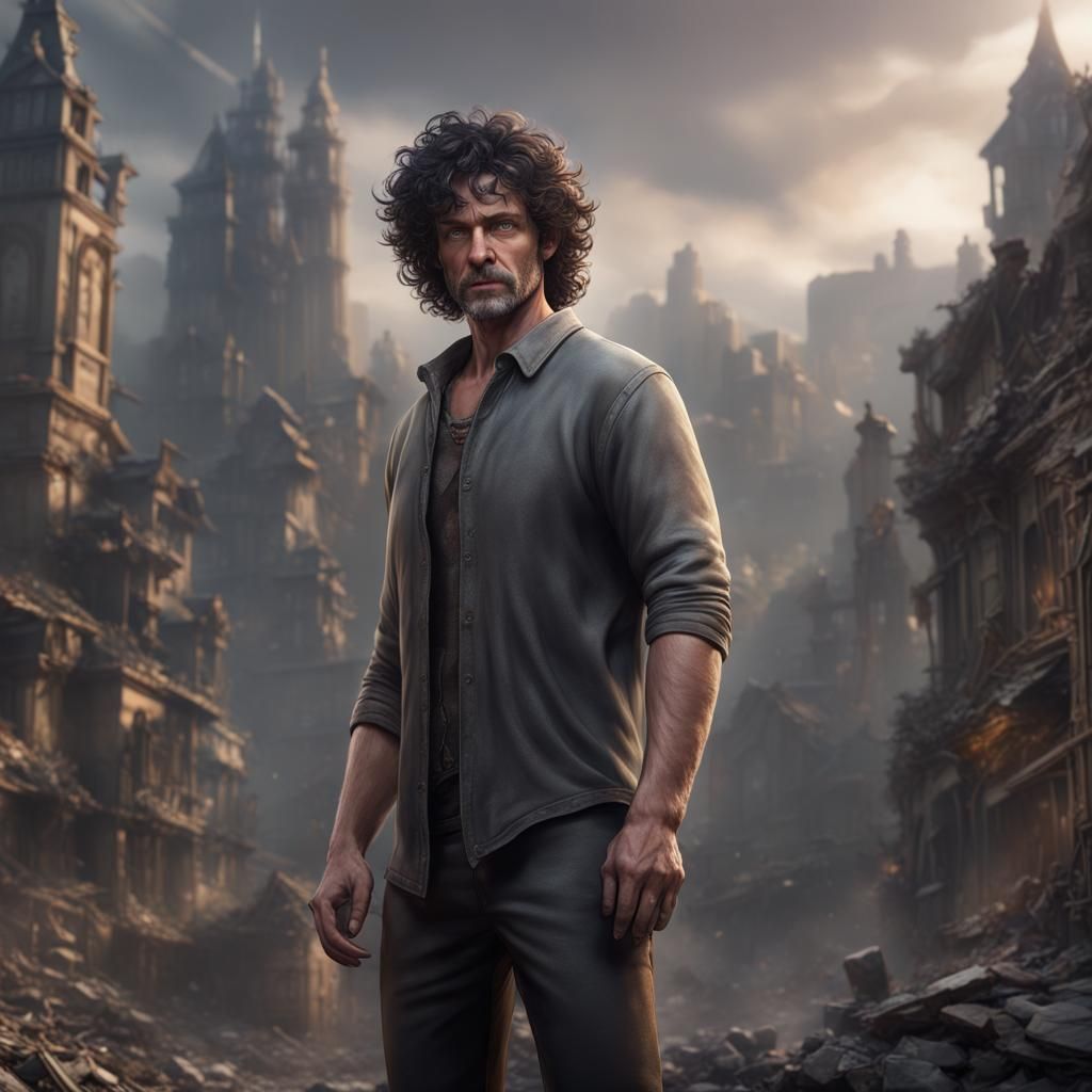 Sad, Sickly Man in Detailed Fantasy Art