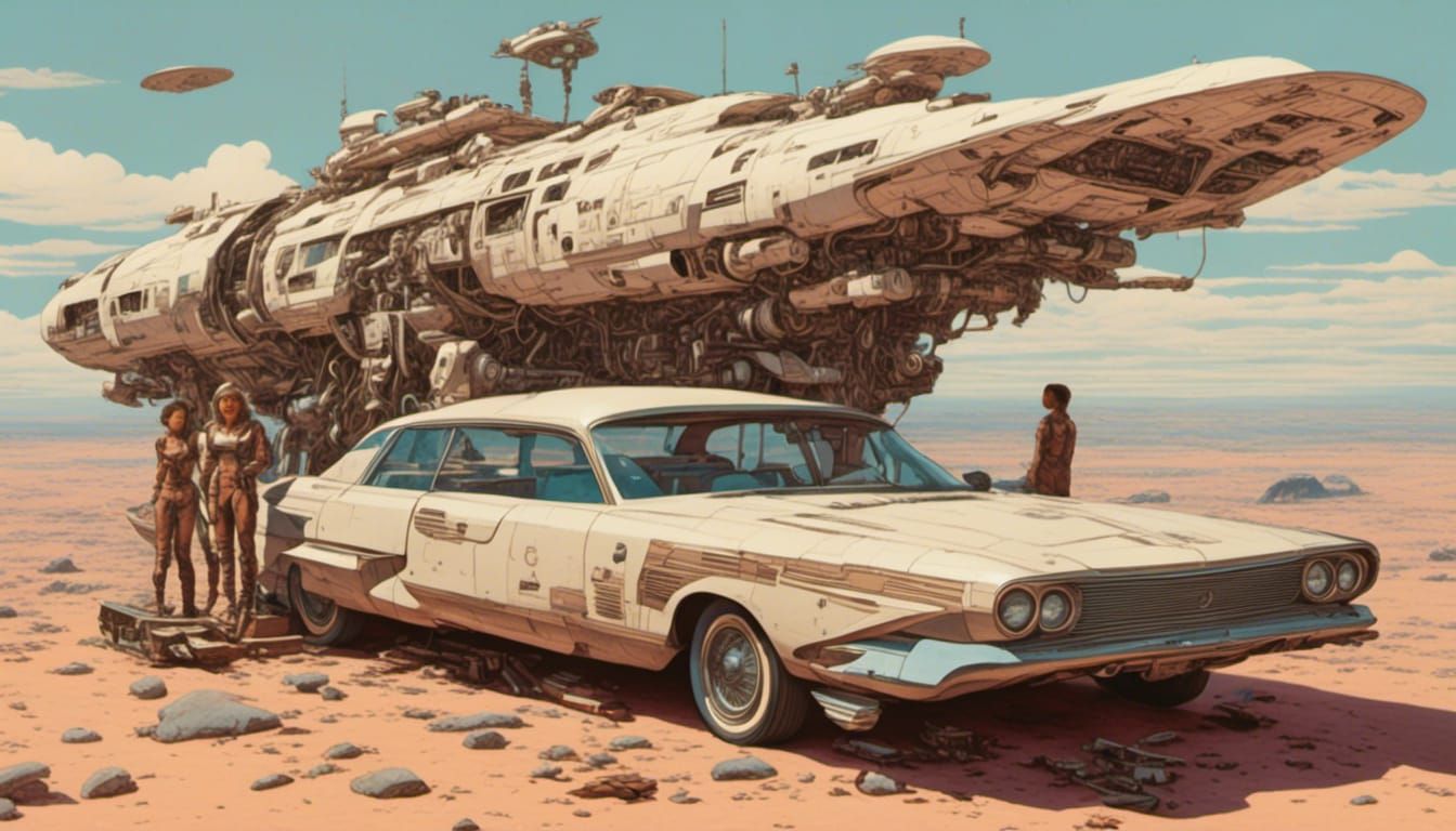 Dystopian Car Design in Futuristic Cityscape