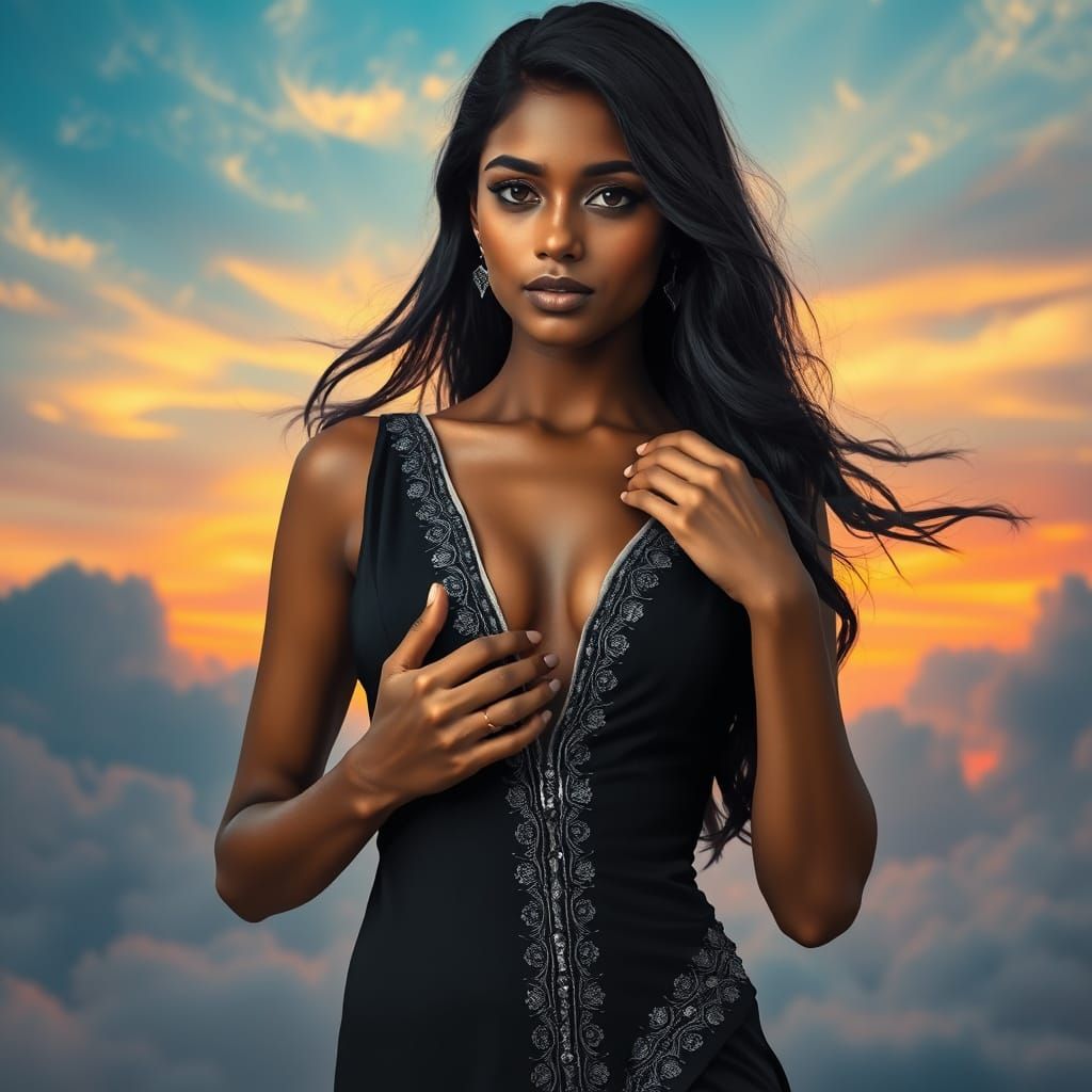 Tripura Woman Portrait in Ethereal Cloudscape