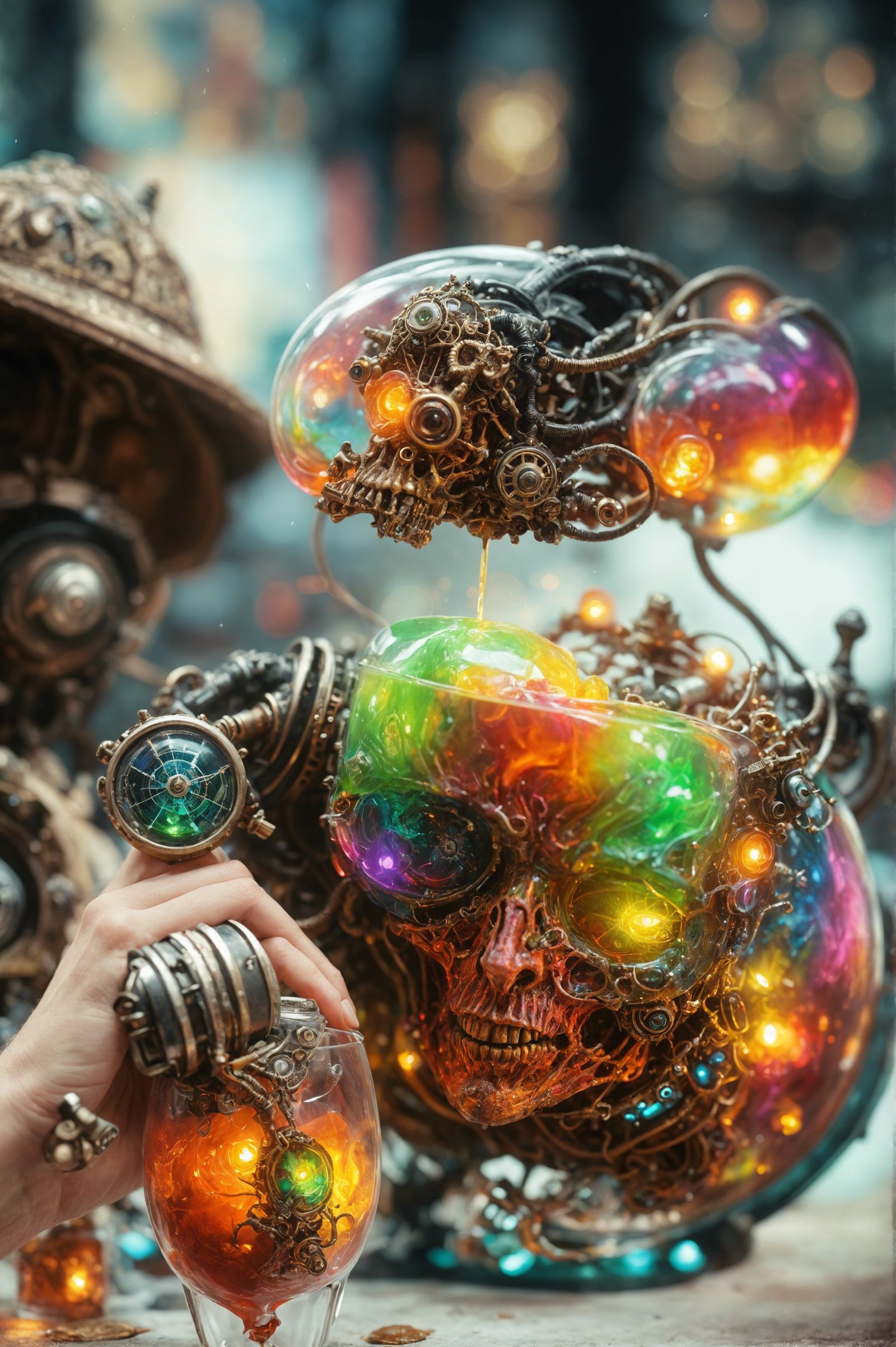 Psychoactive Alien Gelatin in Steampunk Style