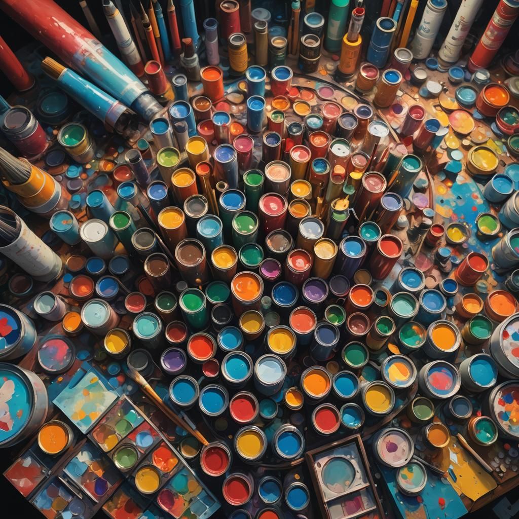 Vibrant Palette Overflowing with Colors, Fantasy Art