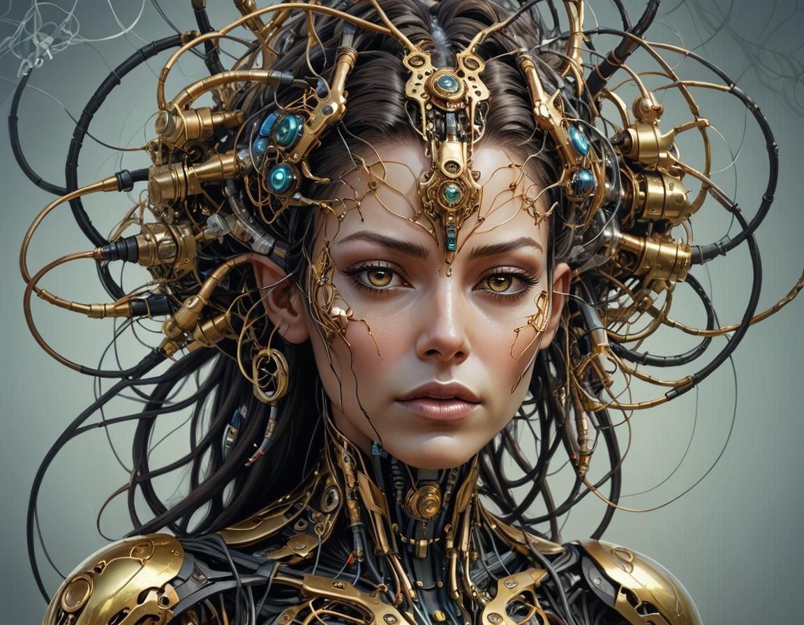 Biomechanical Gaia: Digital Fantasy Art of Android Woman