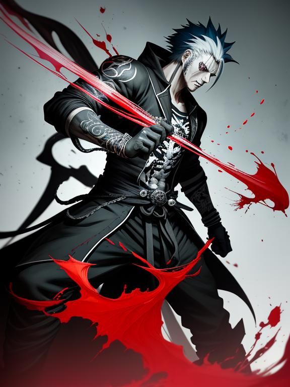 Masculine God Action Pose in Anime Style