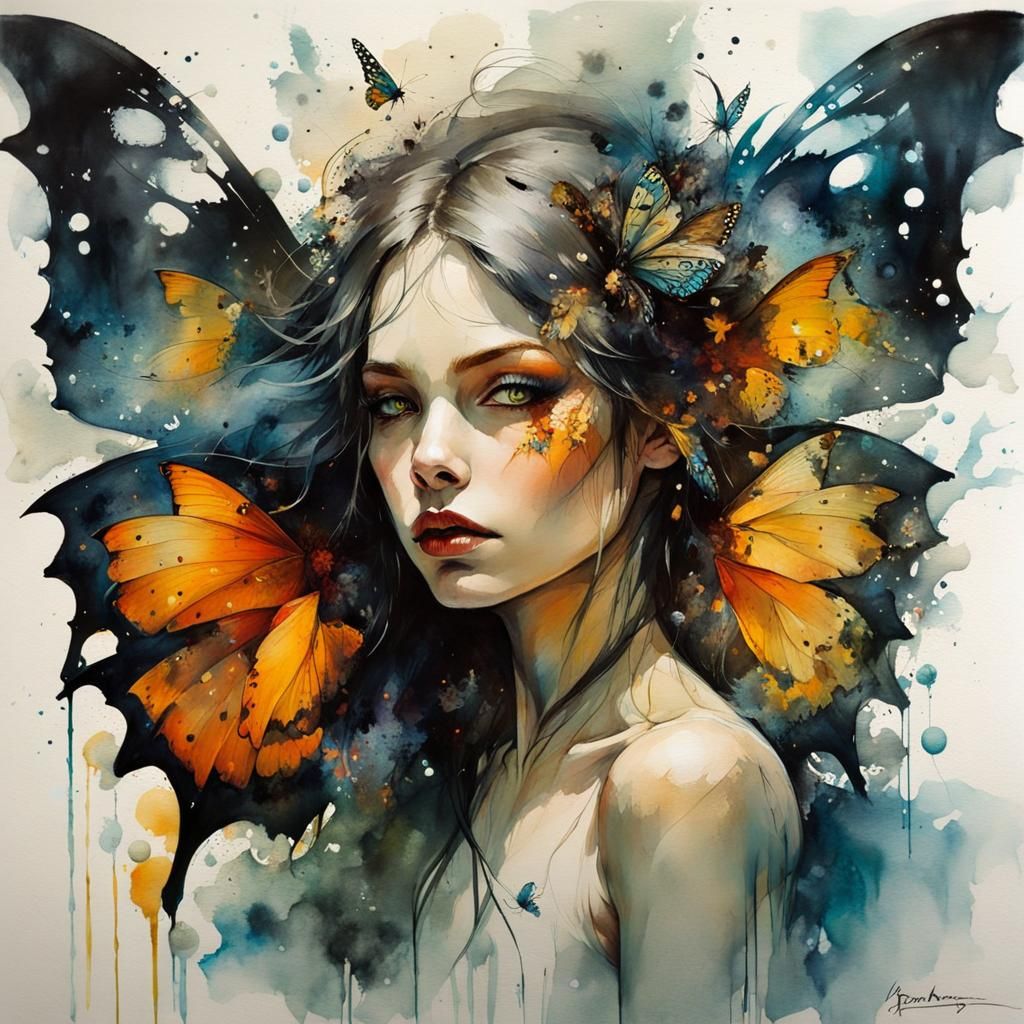 Monster with Butterfly Wings: Watercolor Painting