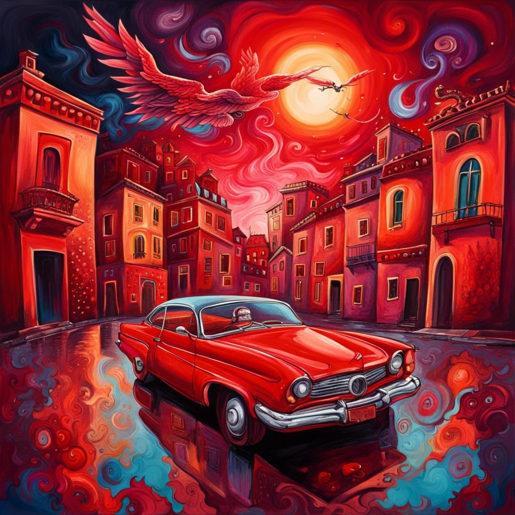 whimsical  car ,splash art