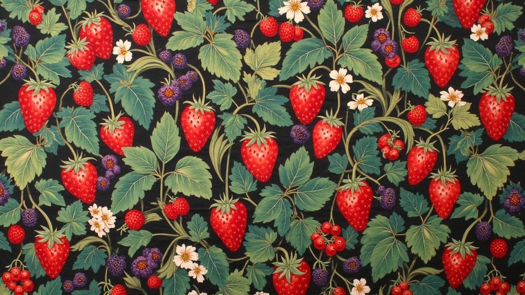 Victorian Berry Tapestry in William Morris Style
