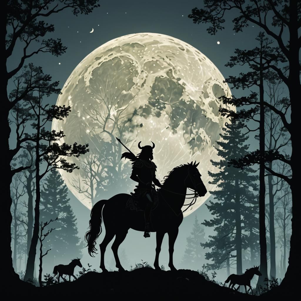 Centaur Silhouette Under Hunter's Moon