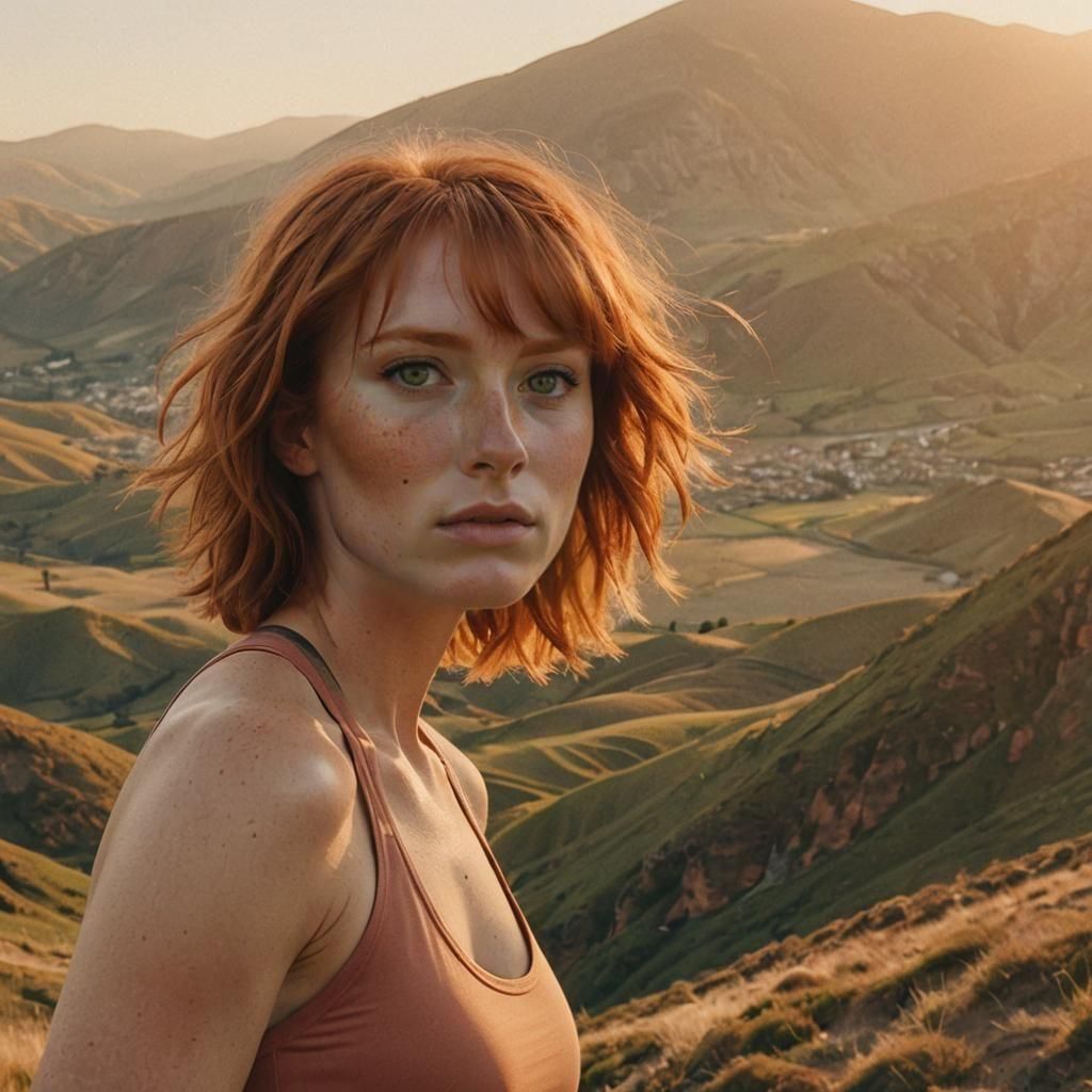 Ginger Woman Portrait in Golden Sunset Light