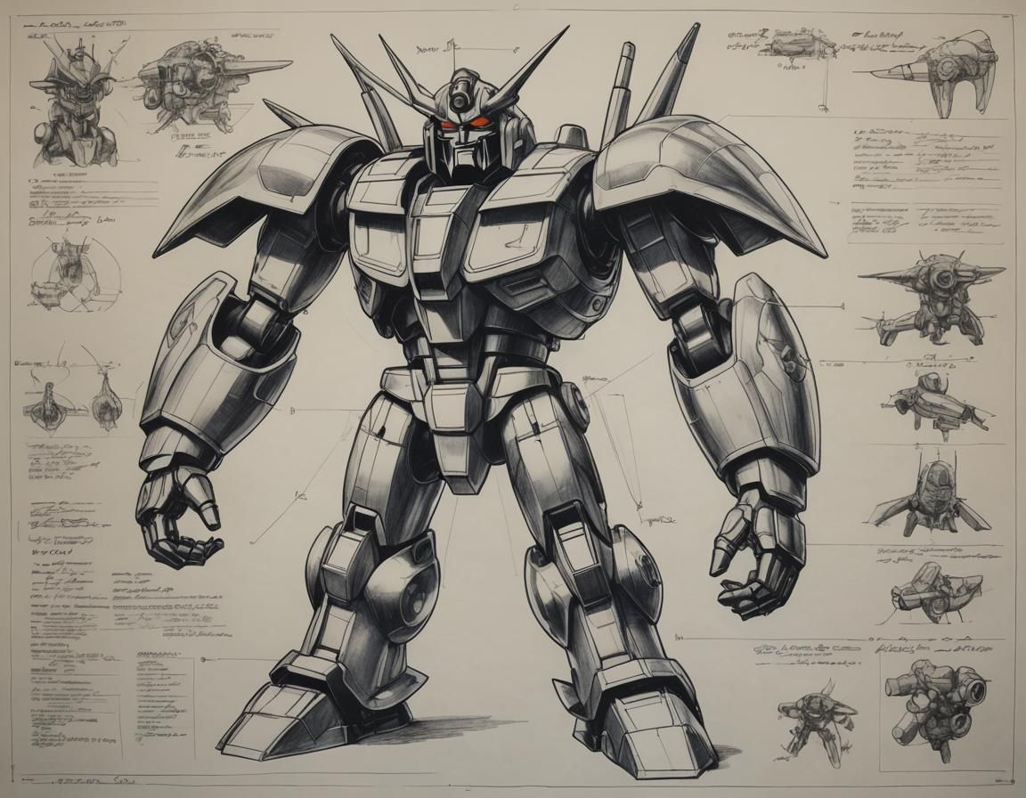 Grendizer Robot Blueprint Technical Drawing
