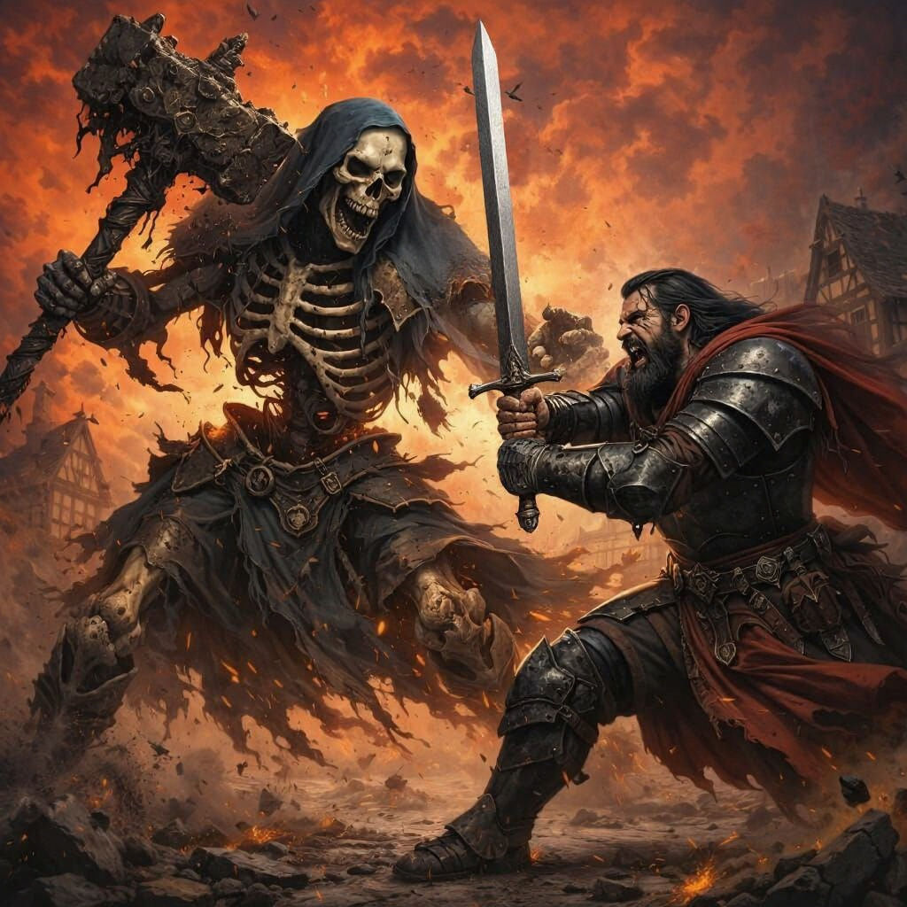 Intense Combat Between Multiple Characters