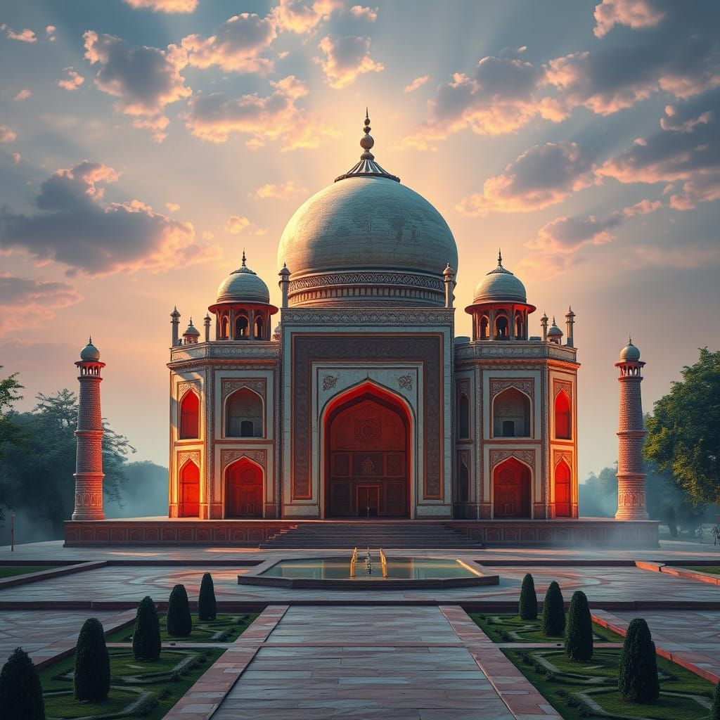 Majestic Humayun's Tomb Concept Art in Dreamlike Hyper-Reali...