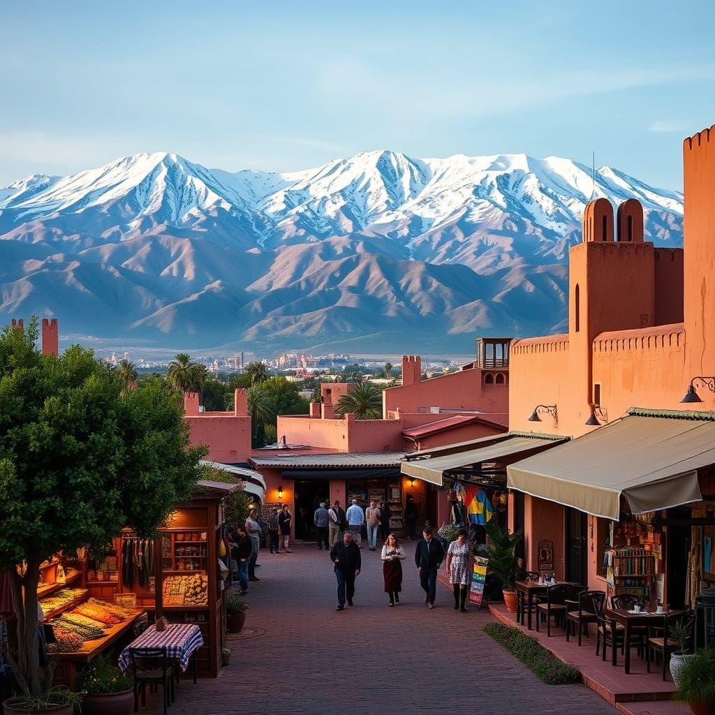 Marrakech Atlas Mountains in Dreamlike Landscape Style