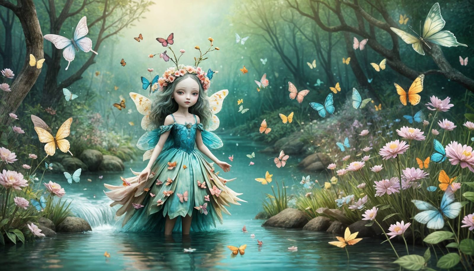 Enchanting Fairy in Forest Paradise: Fusion Style