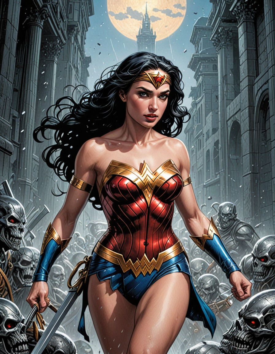 Vintage Comic Book Style Wonder Woman Portrait