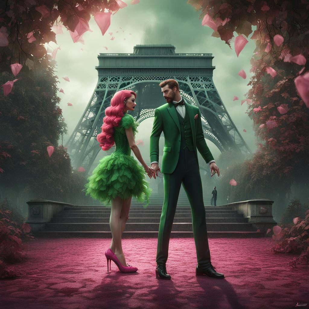 Poison Ivy and Robin in Paris: Detailed Matte Painting