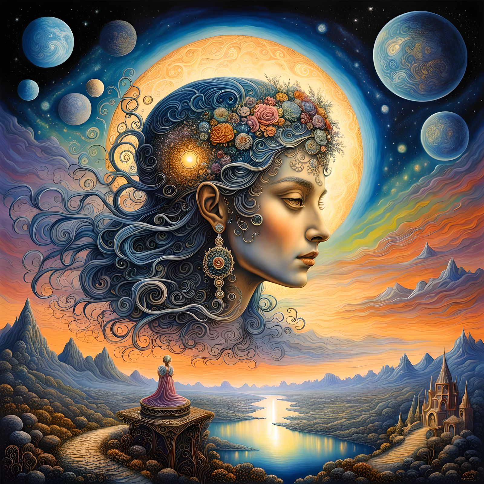 Galactic Moonscape in Gothic Hyperrealism Style