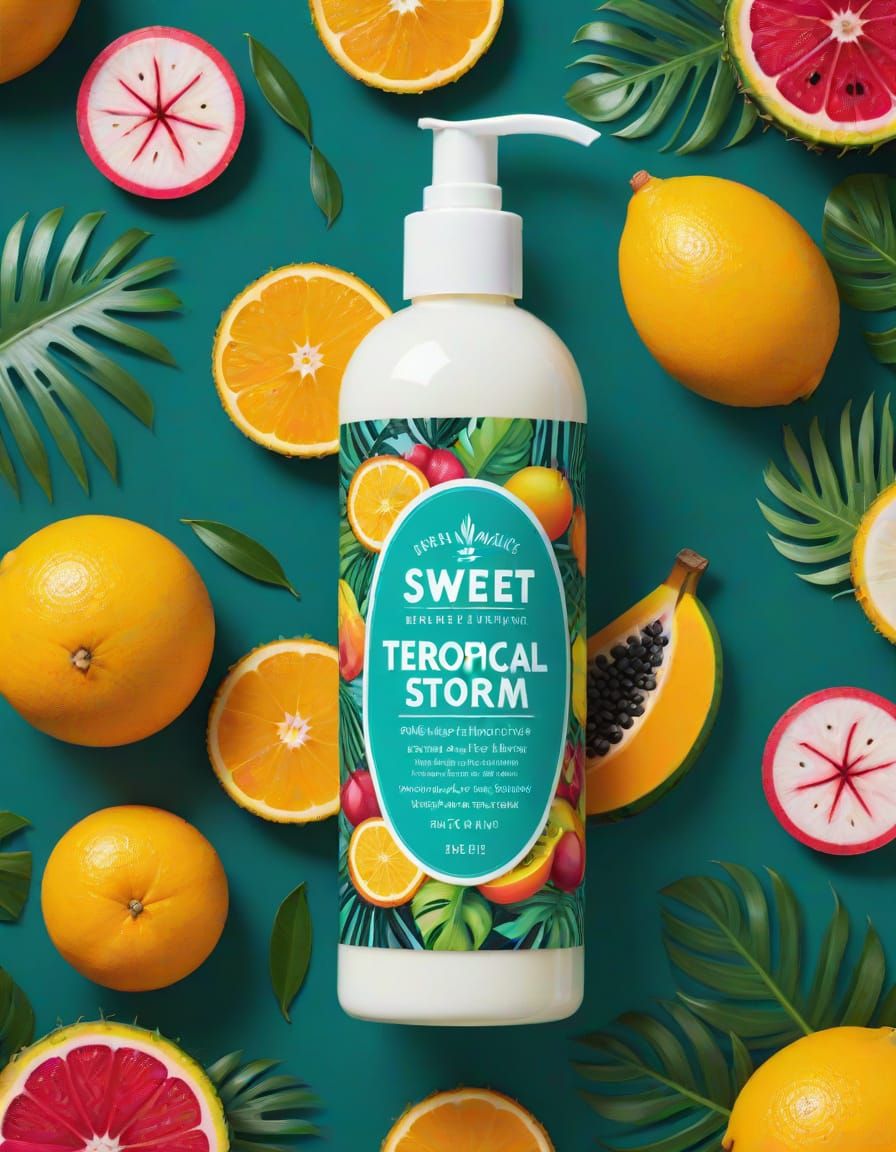 Tropical Fruit Lotion Label in Vibrant Color