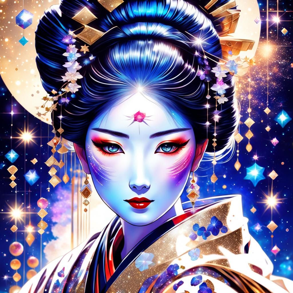 Galactic Geisha with Gleaming Glass Effect