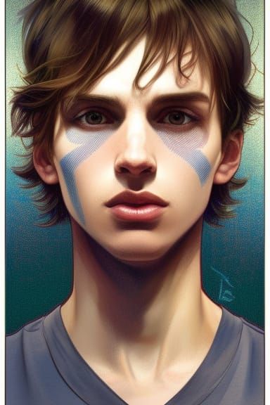 Detailed Portrait of a Young Man with Heterochromia