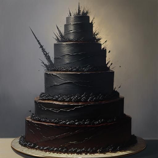 A black thorned layered cake