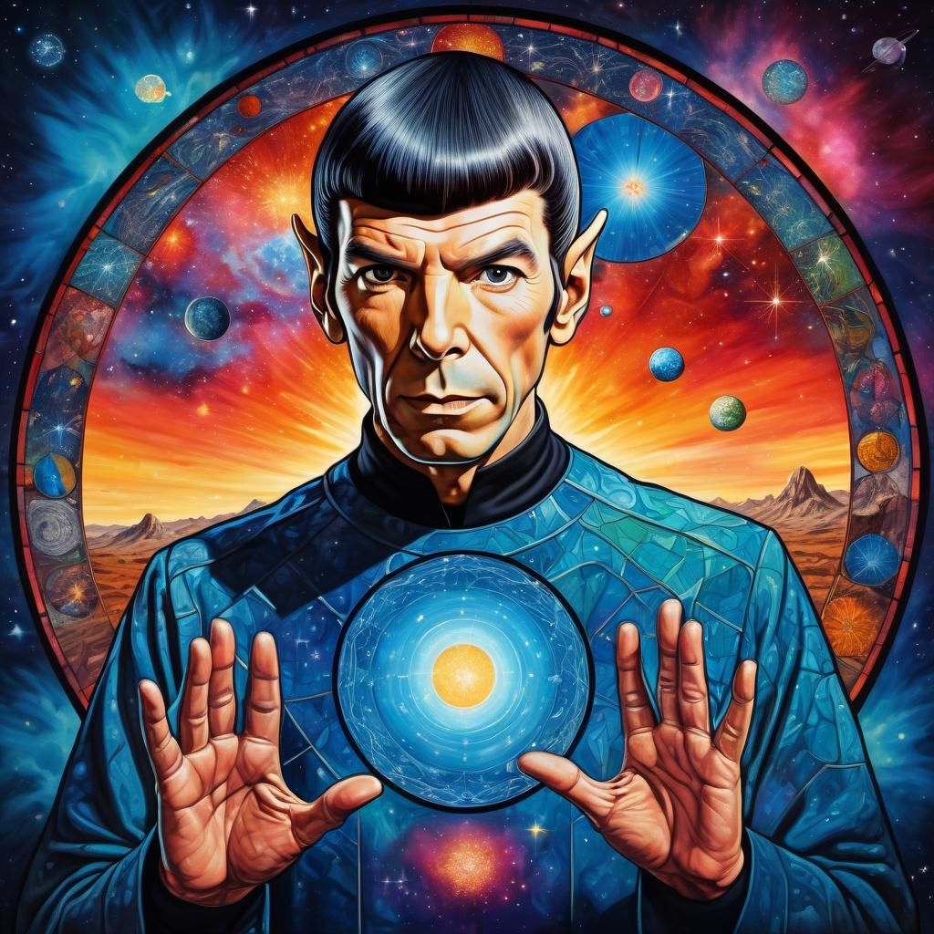 Cosmic Spock: Stained Glass Astral Portrait