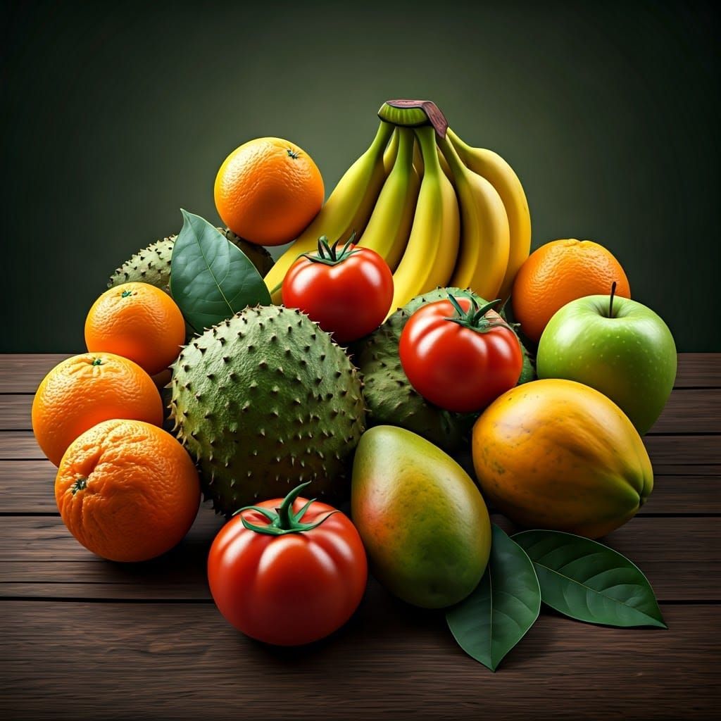 Hyperrealistic Still Life of Exotic Fruits