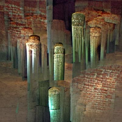 Byzantine Cistern Interior with Stone Columns